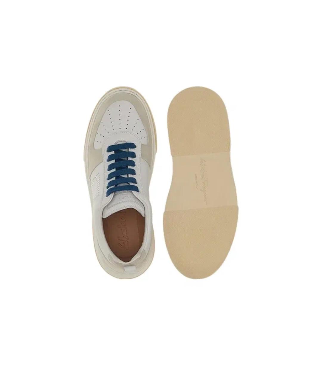FERRAGAMO Бежевые кожаные низкие кроссовки / кеды, фото 5