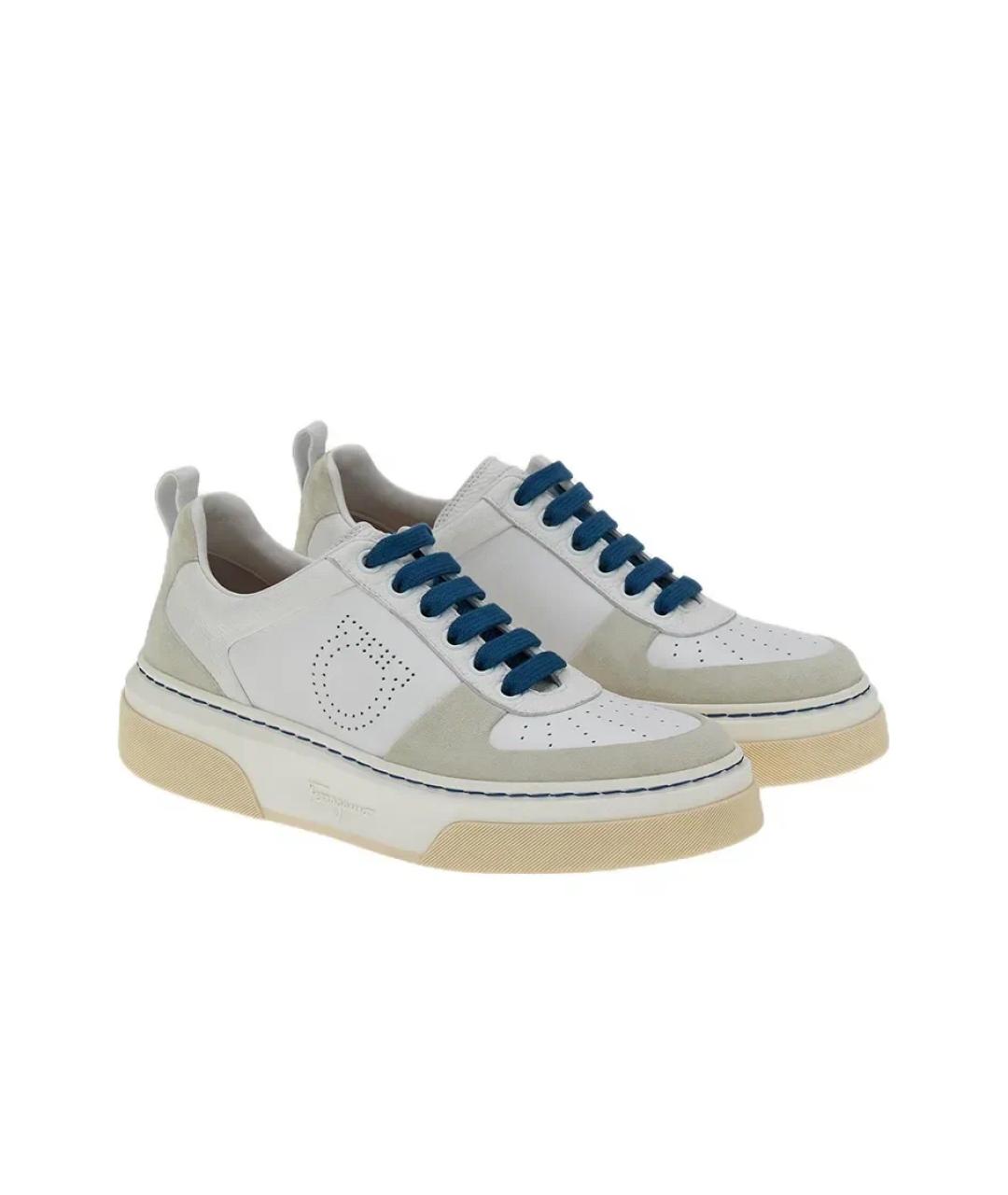 FERRAGAMO Бежевые кожаные низкие кроссовки / кеды, фото 2