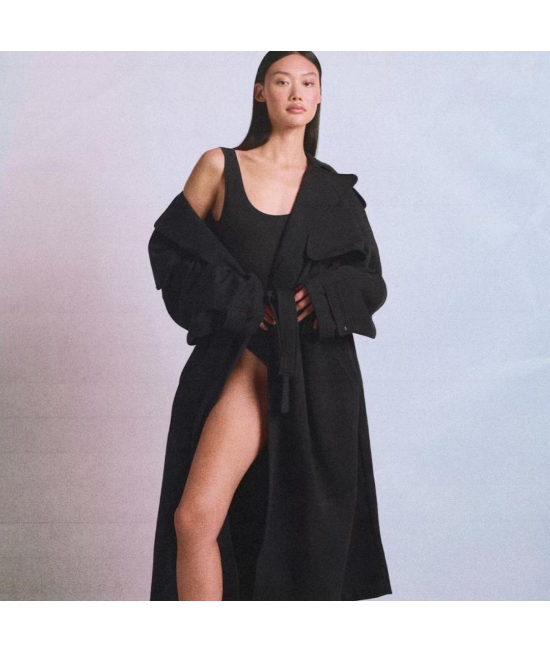 SKIMS Черный полиэстеровый тренч/плащ, фото 5