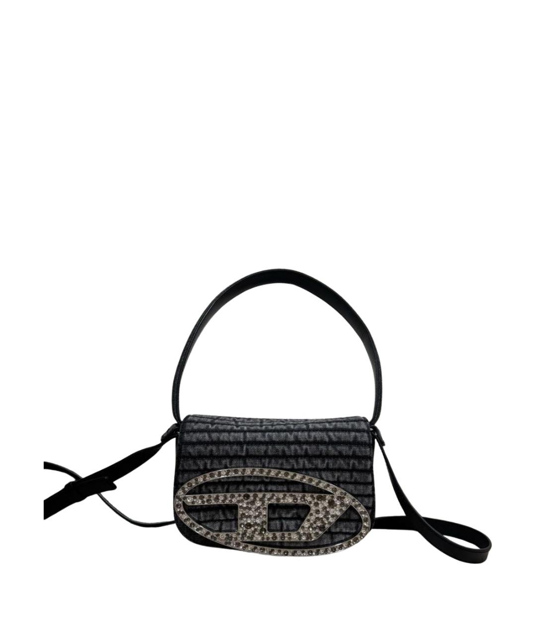 DIESEL Антрацитовая деним сумка через плечо, фото 1