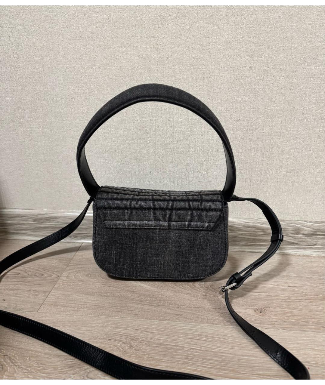 DIESEL Антрацитовая деним сумка через плечо, фото 3