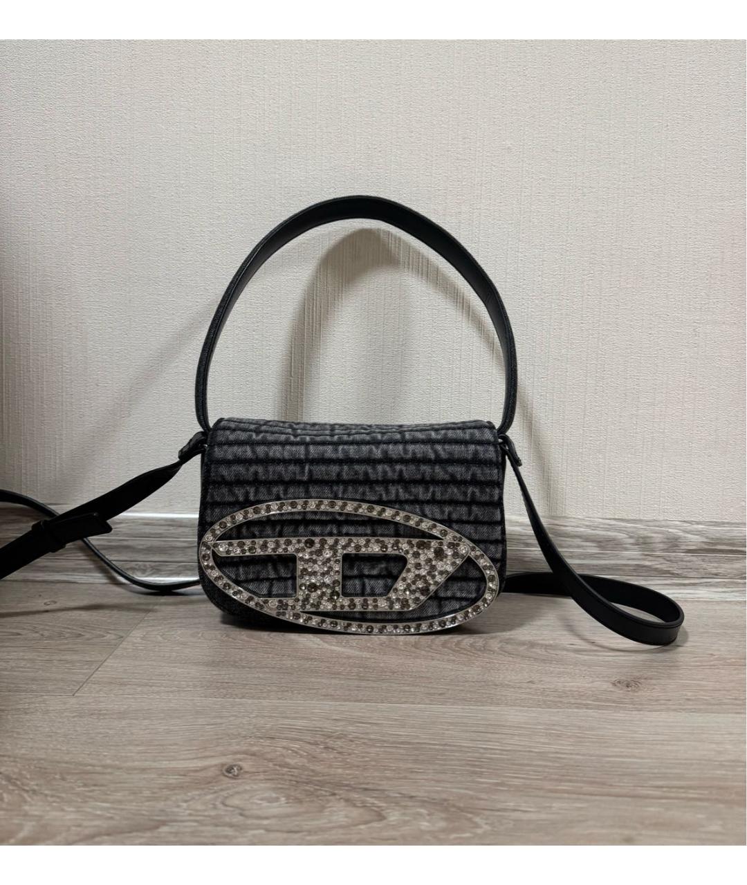 DIESEL Антрацитовая деним сумка через плечо, фото 5