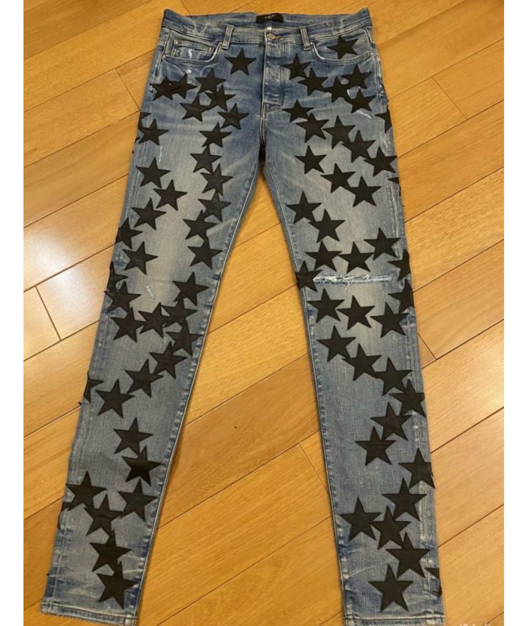 AMIRI Голубые хлопковые прямые джинсы, фото 8