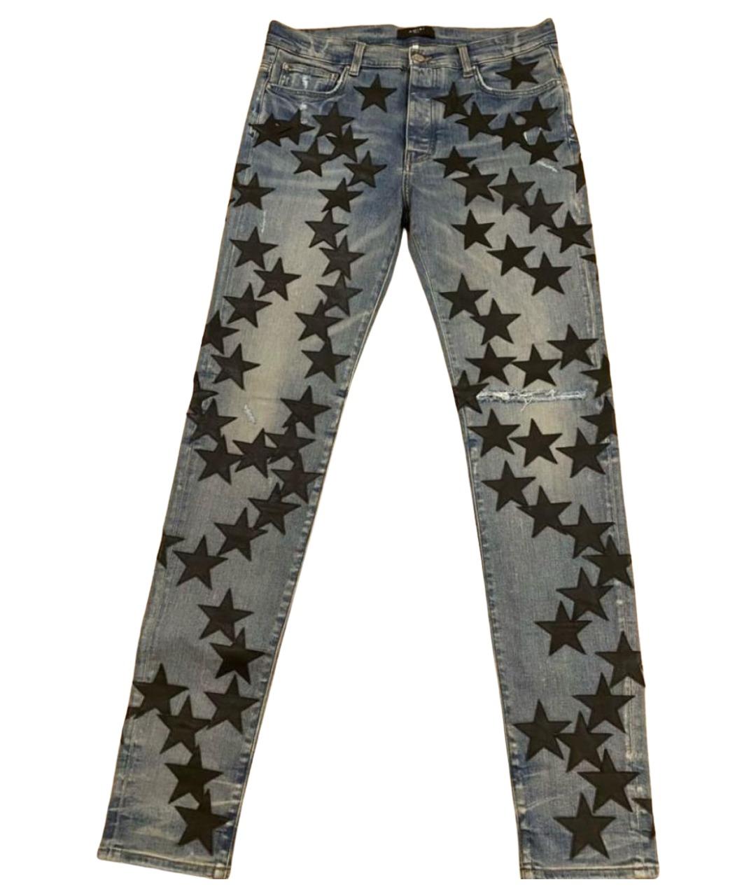 AMIRI Голубые хлопковые прямые джинсы, фото 1