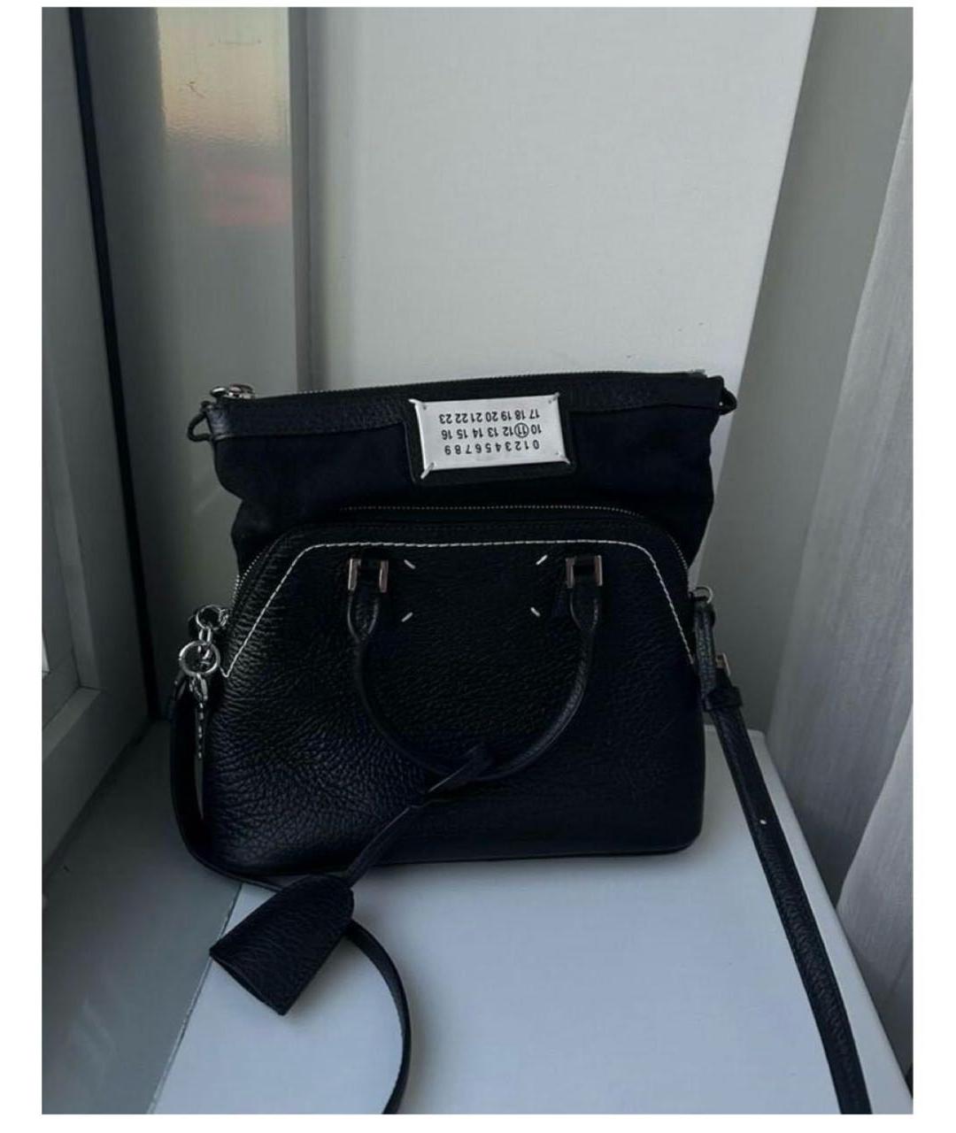 MAISON MARGIELA Черная кожаная сумка с короткими ручками, фото 2