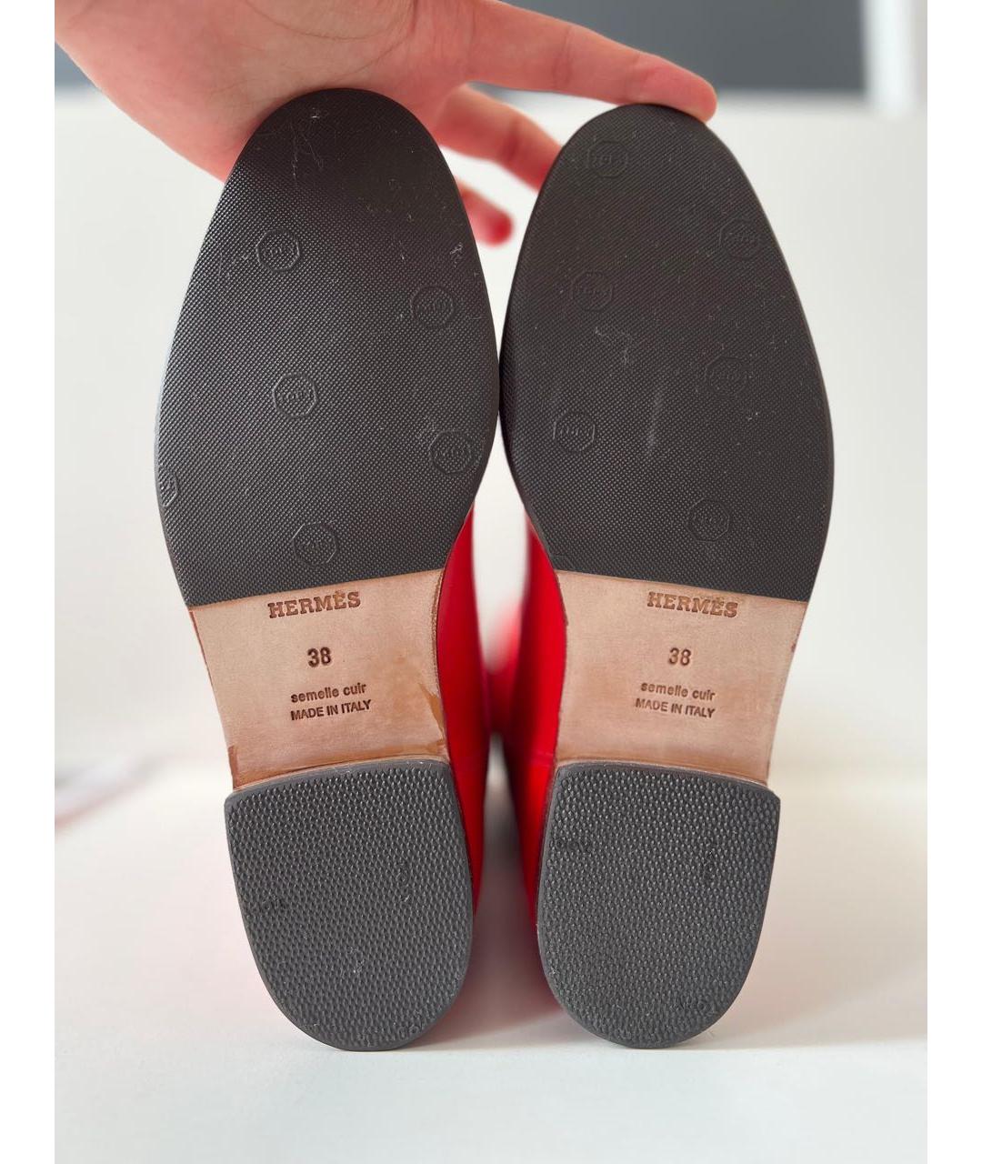 HERMES Красные кожаные сапоги, фото 3