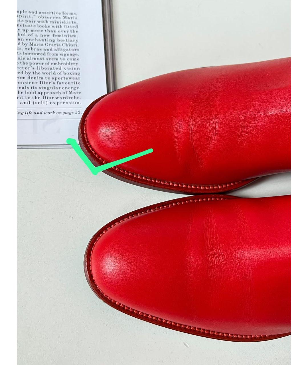 HERMES Красные кожаные сапоги, фото 4