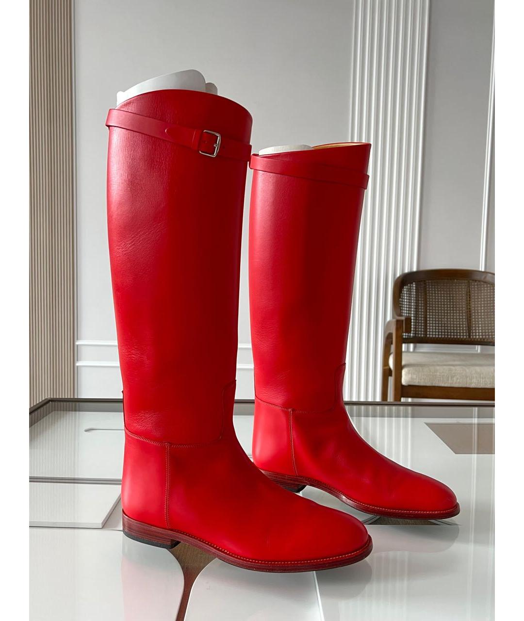 HERMES Красные кожаные сапоги, фото 8