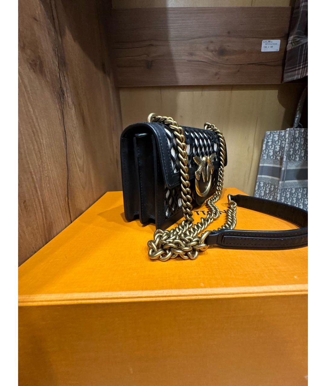 PINKO Черная кожаная сумка через плечо, фото 2