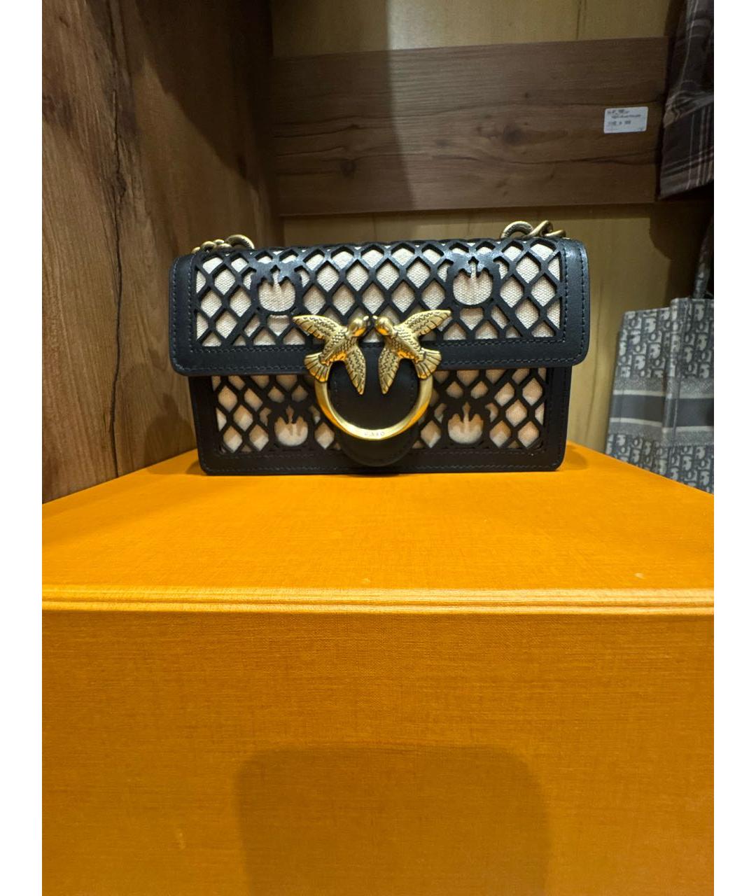 PINKO Черная кожаная сумка через плечо, фото 5