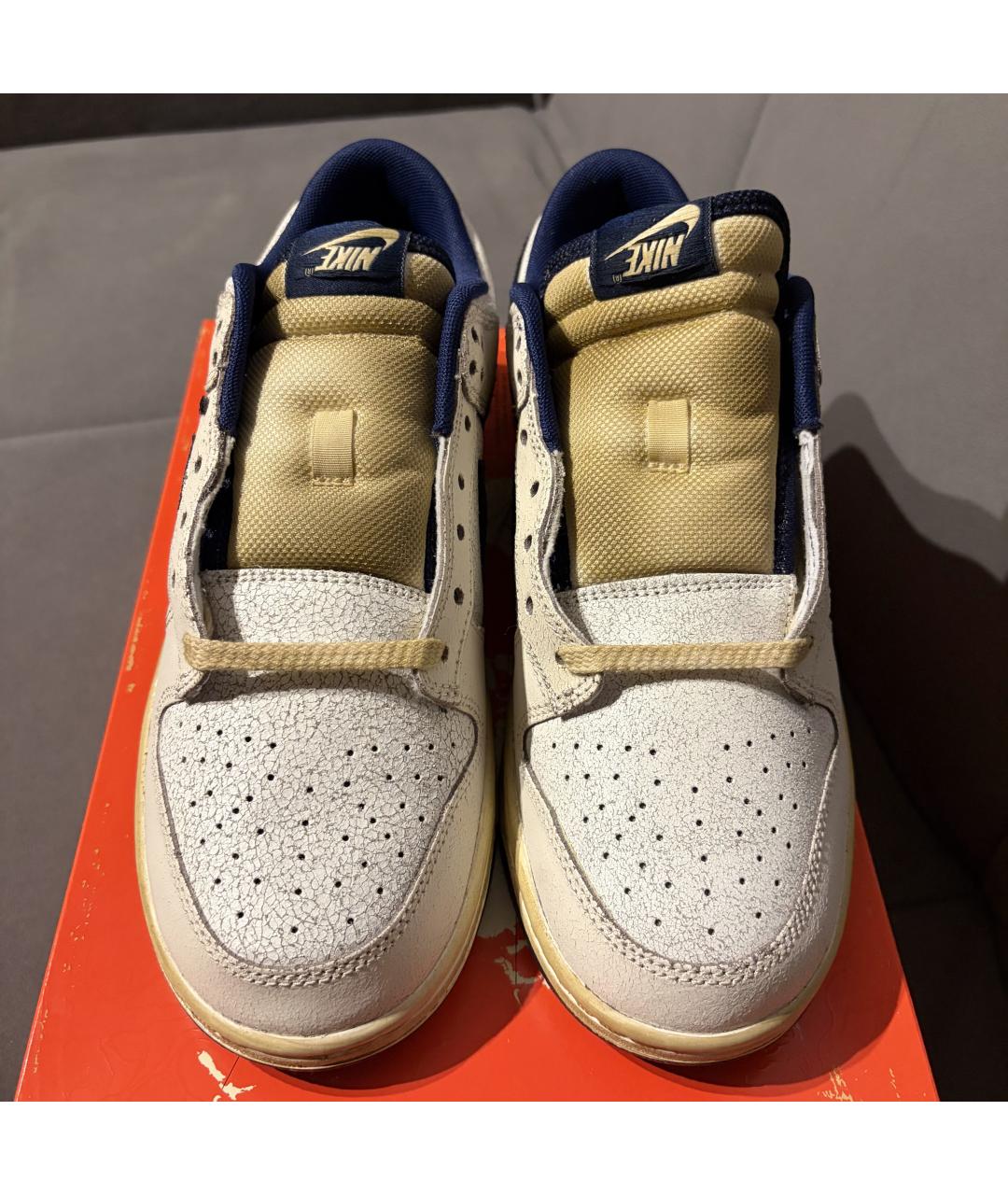 NIKE Белые кожаные низкие кроссовки / кеды, фото 4