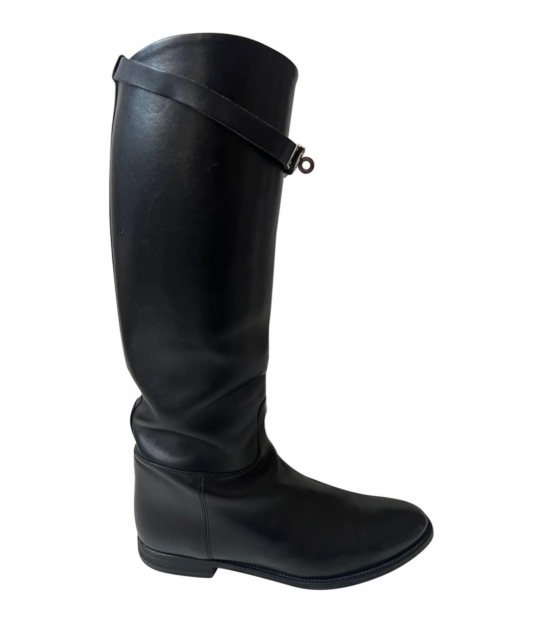 HERMES Черные кожаные сапоги, фото 1