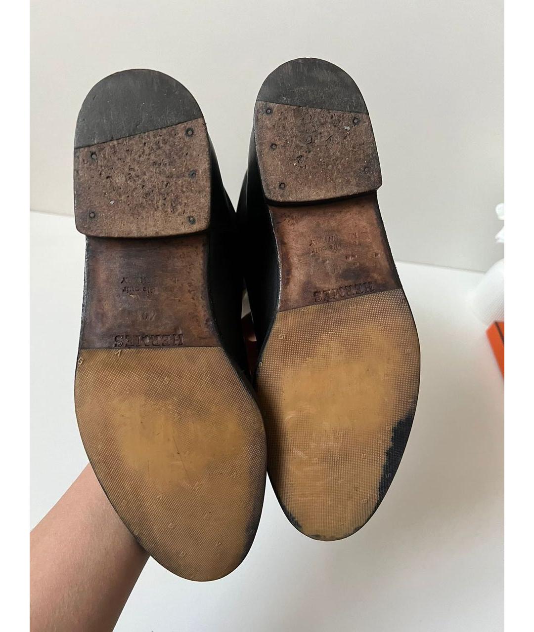 HERMES Черные кожаные сапоги, фото 5