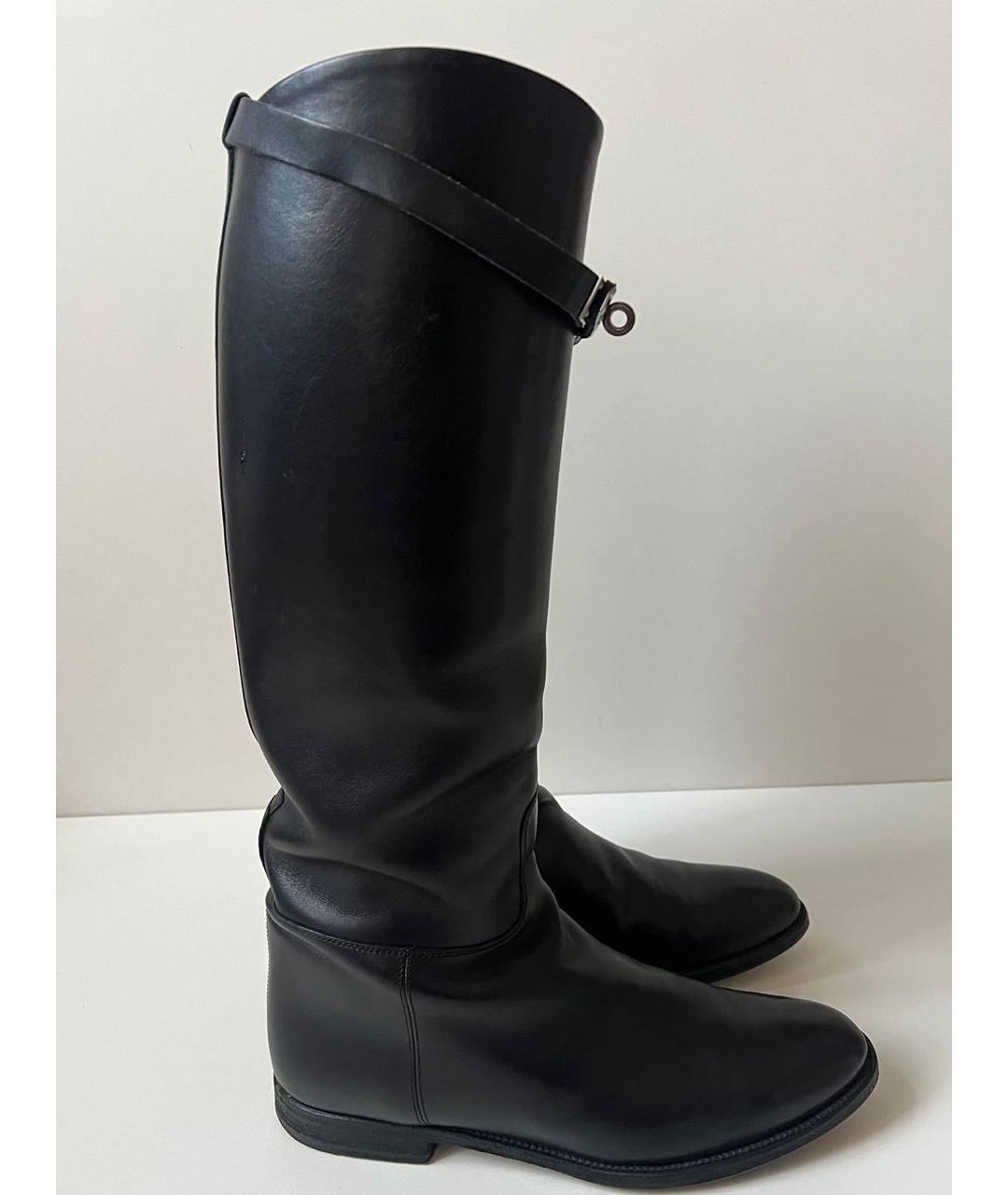 HERMES Черные кожаные сапоги, фото 8