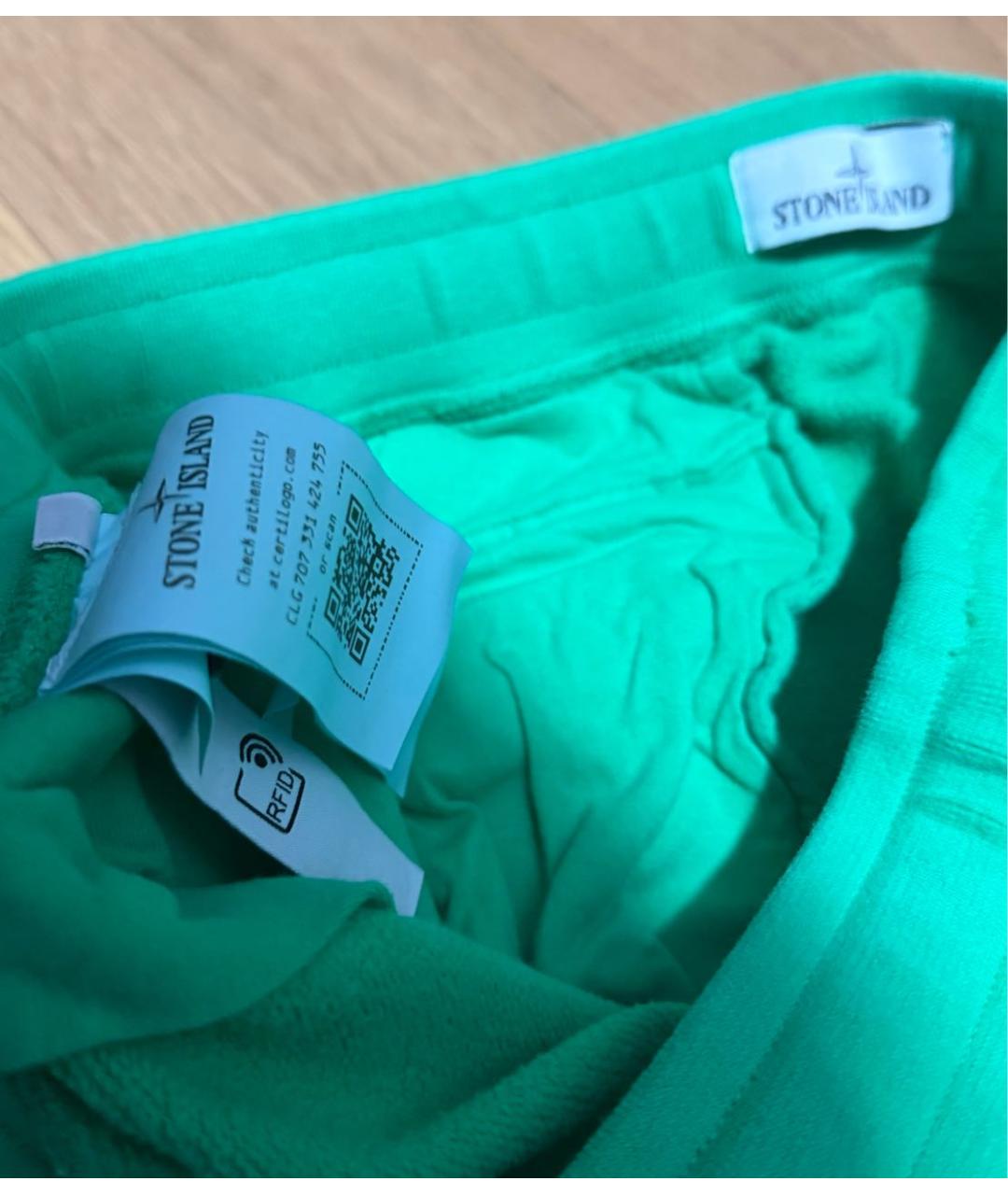 STONE ISLAND Зеленые хлопковые повседневные брюки, фото 5