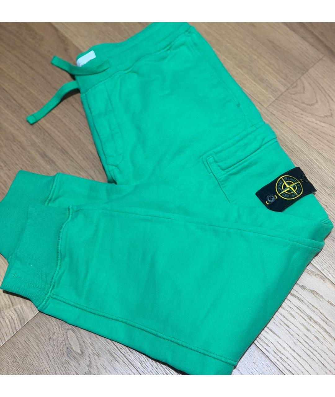 STONE ISLAND Зеленые хлопковые повседневные брюки, фото 3
