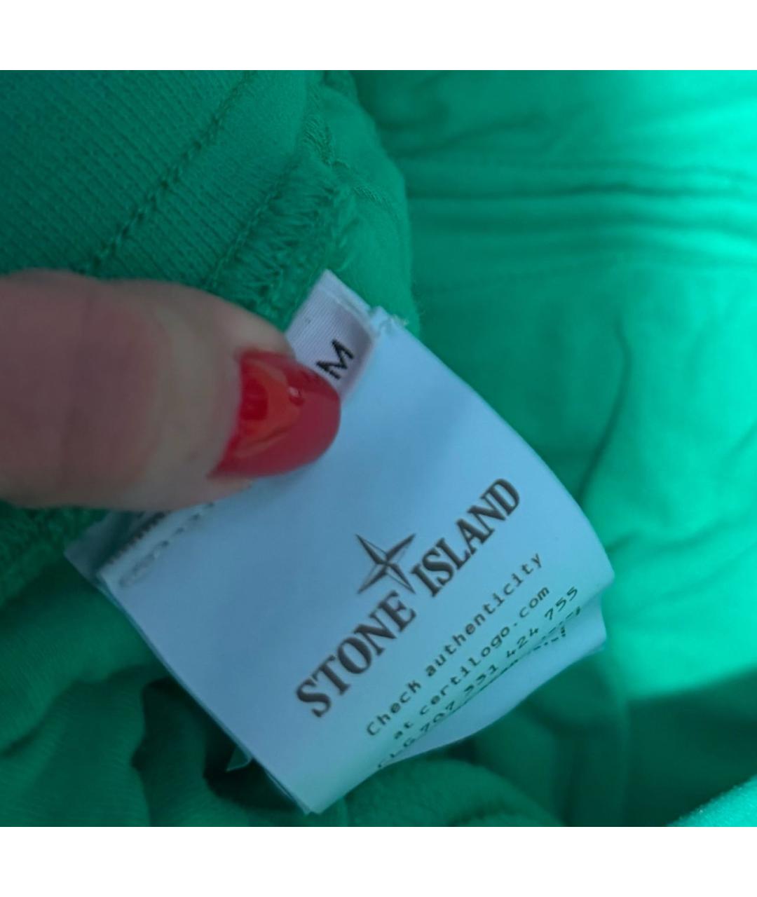 STONE ISLAND Зеленые хлопковые повседневные брюки, фото 4