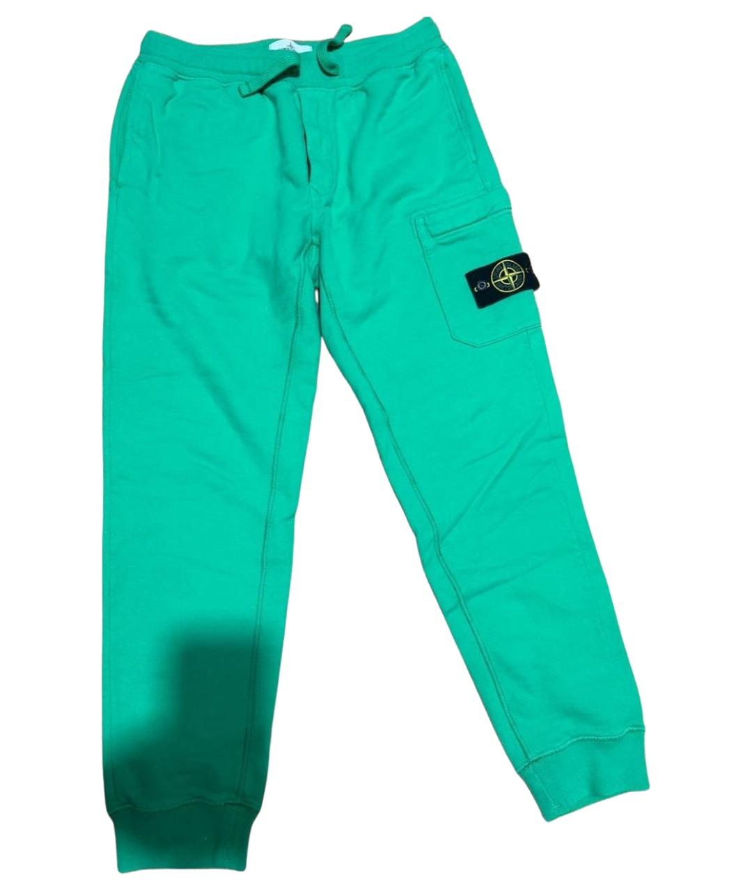 STONE ISLAND Зеленые хлопковые повседневные брюки, фото 1