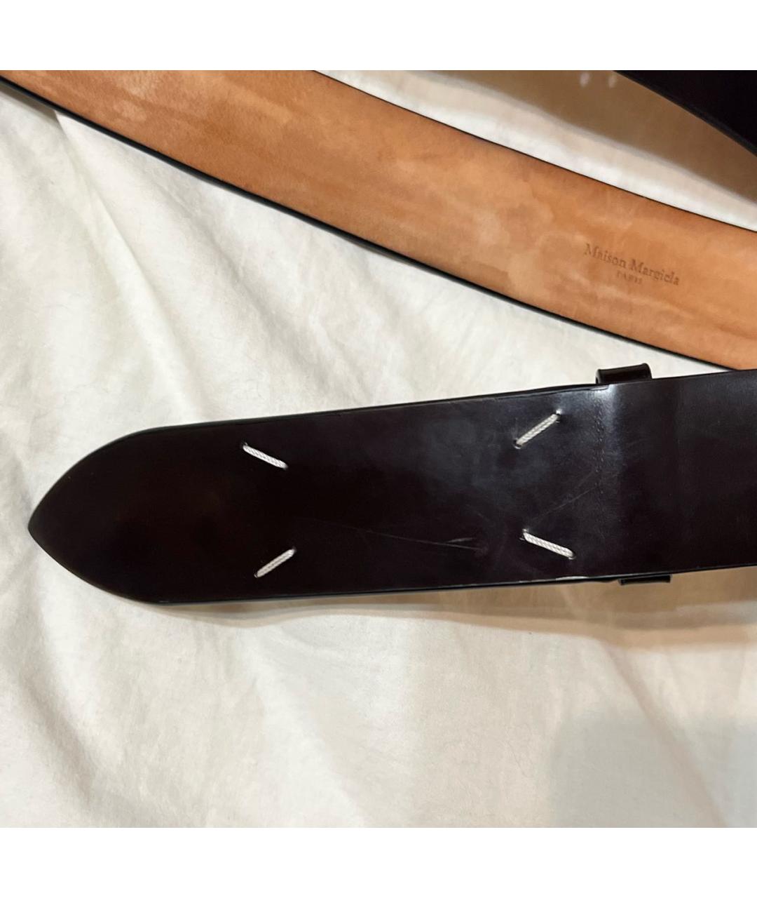 MAISON MARGIELA Черный кожаный ремень, фото 3