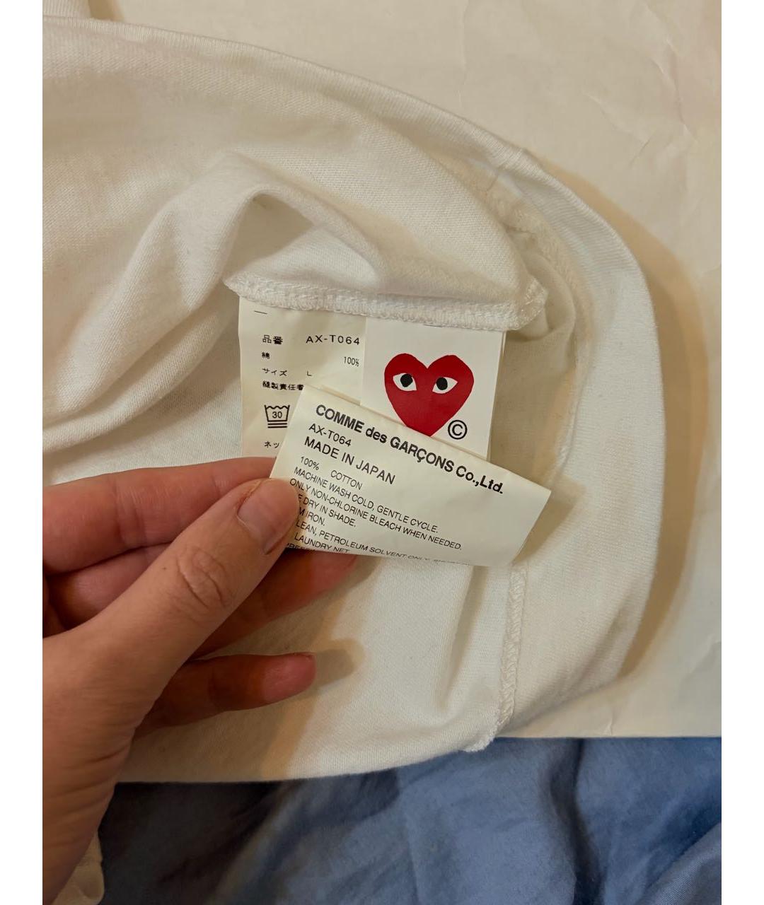 COMME DES GARÇONS PLAY Белая хлопковая футболка, фото 4