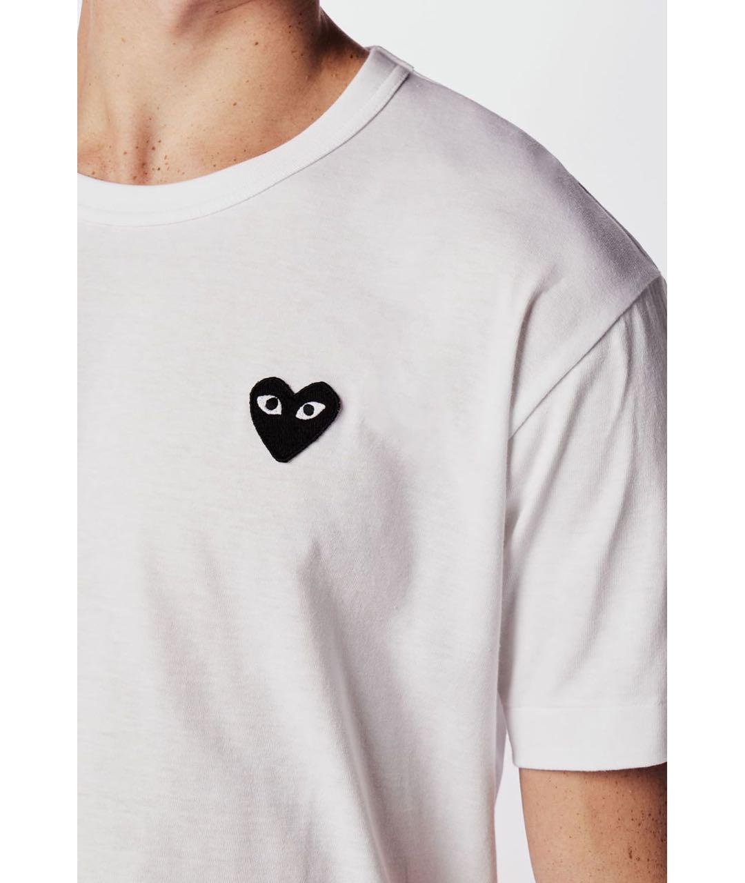 COMME DES GARÇONS PLAY Белая хлопковая футболка, фото 2