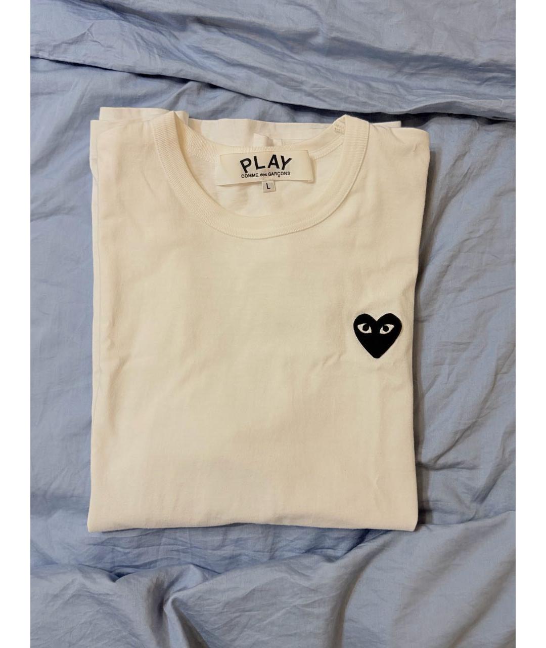 COMME DES GARÇONS PLAY Белая хлопковая футболка, фото 3