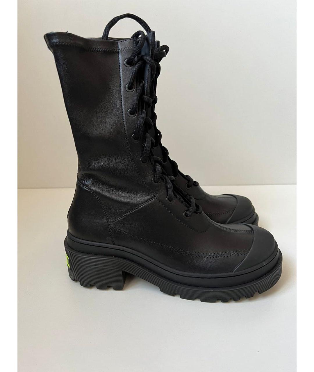 CHRISTIAN DIOR Черные кожаные ботфорты, фото 9