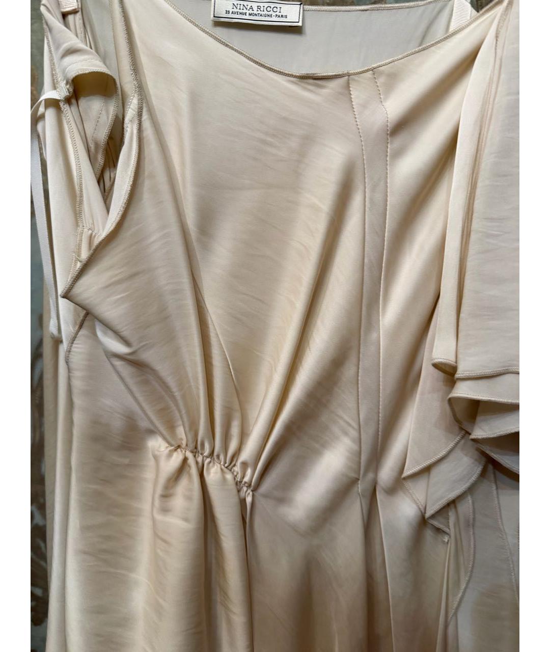NINA RICCI Бежевое полиэстеровое коктейльное платье, фото 4
