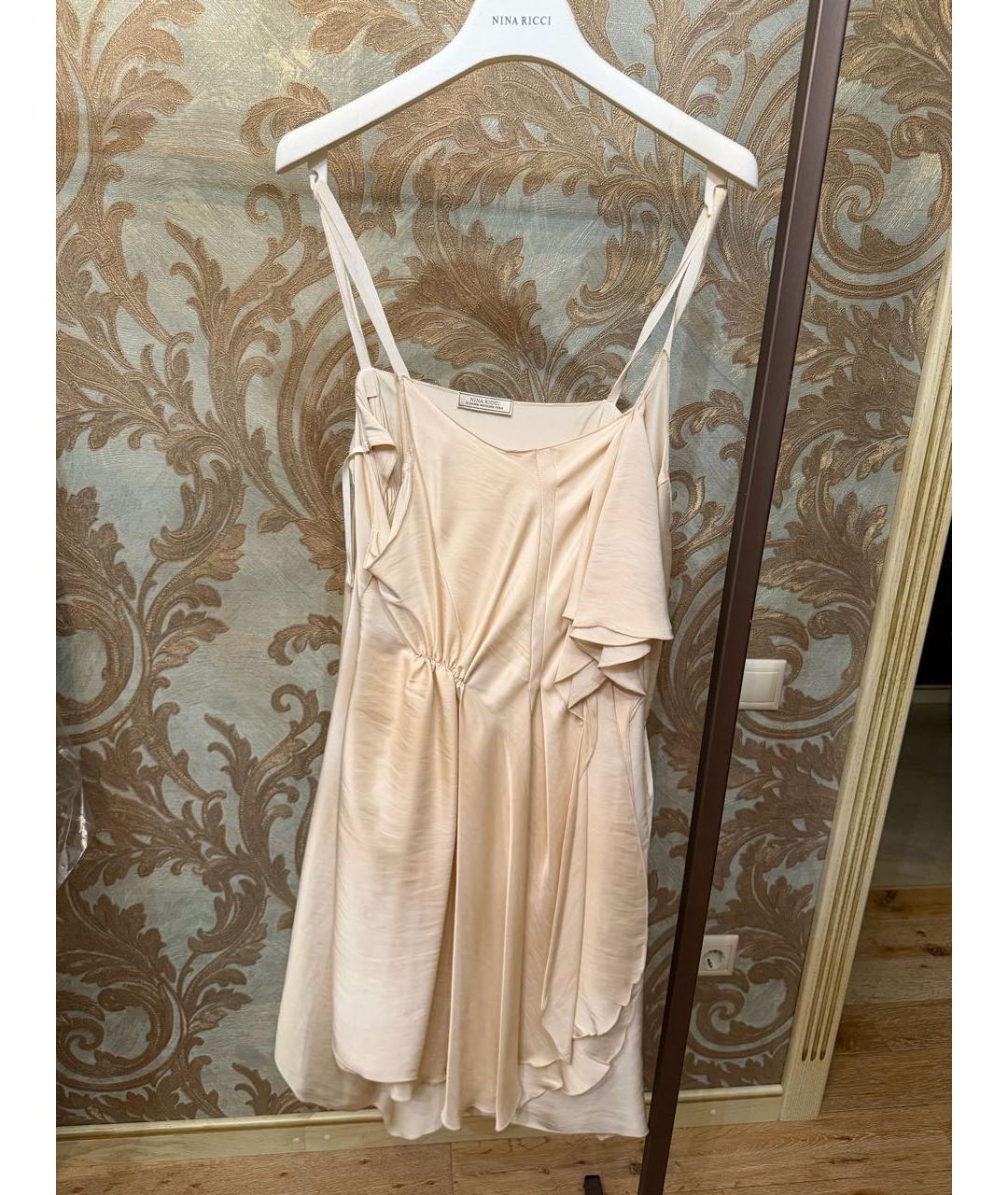 NINA RICCI Бежевое полиэстеровое коктейльное платье, фото 8