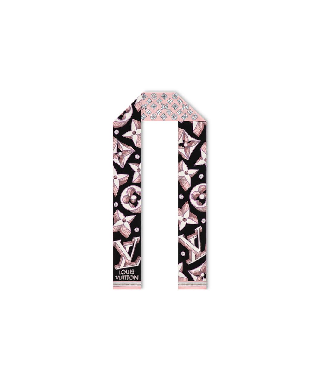 LOUIS VUITTON Розовый шелковый шарф, фото 1