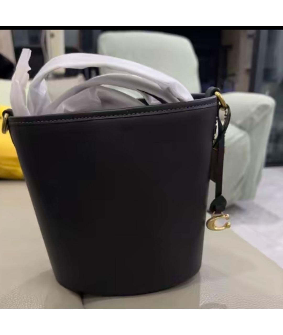 COACH Черная кожаная сумка через плечо, фото 6