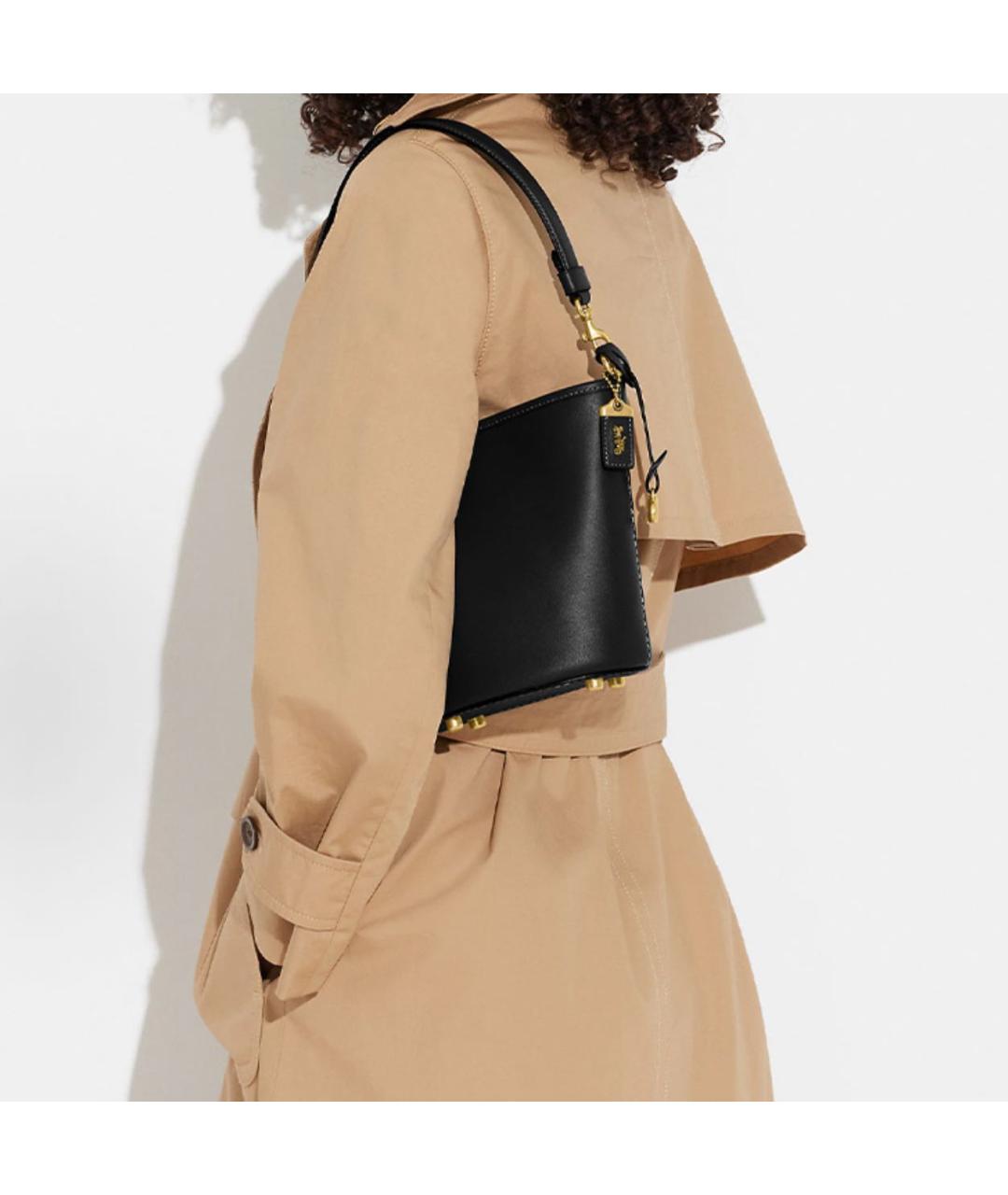 COACH Черная кожаная сумка через плечо, фото 5