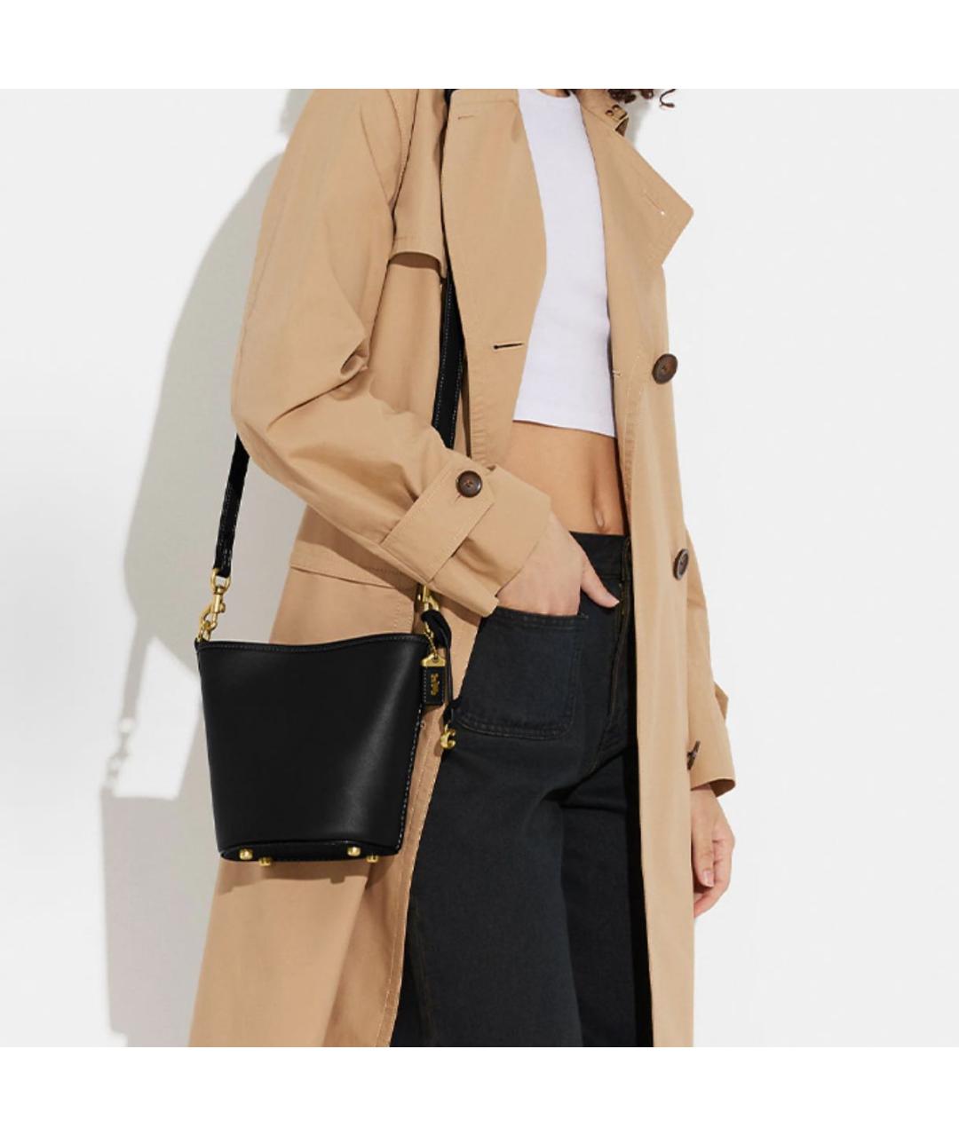 COACH Черная кожаная сумка через плечо, фото 4