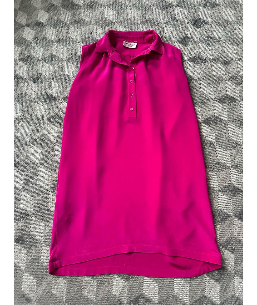 SAINT LAURENT Розовое шелковое коктейльное платье, фото 9