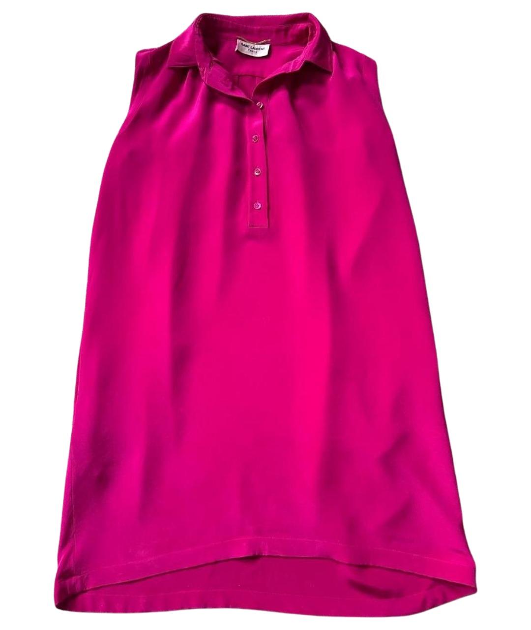 SAINT LAURENT Розовое шелковое коктейльное платье, фото 1