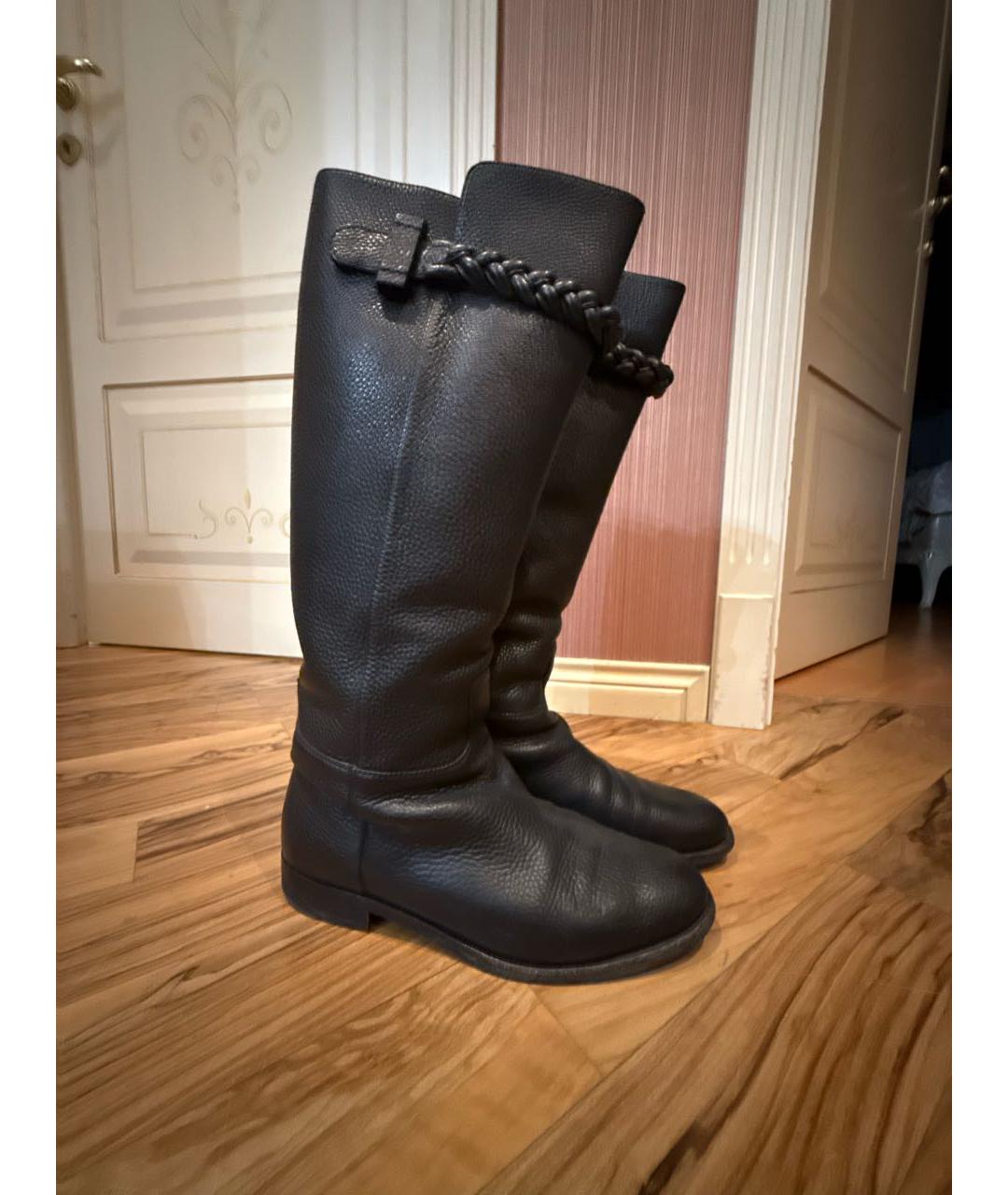 VALENTINO Черные кожаные сапоги, фото 5