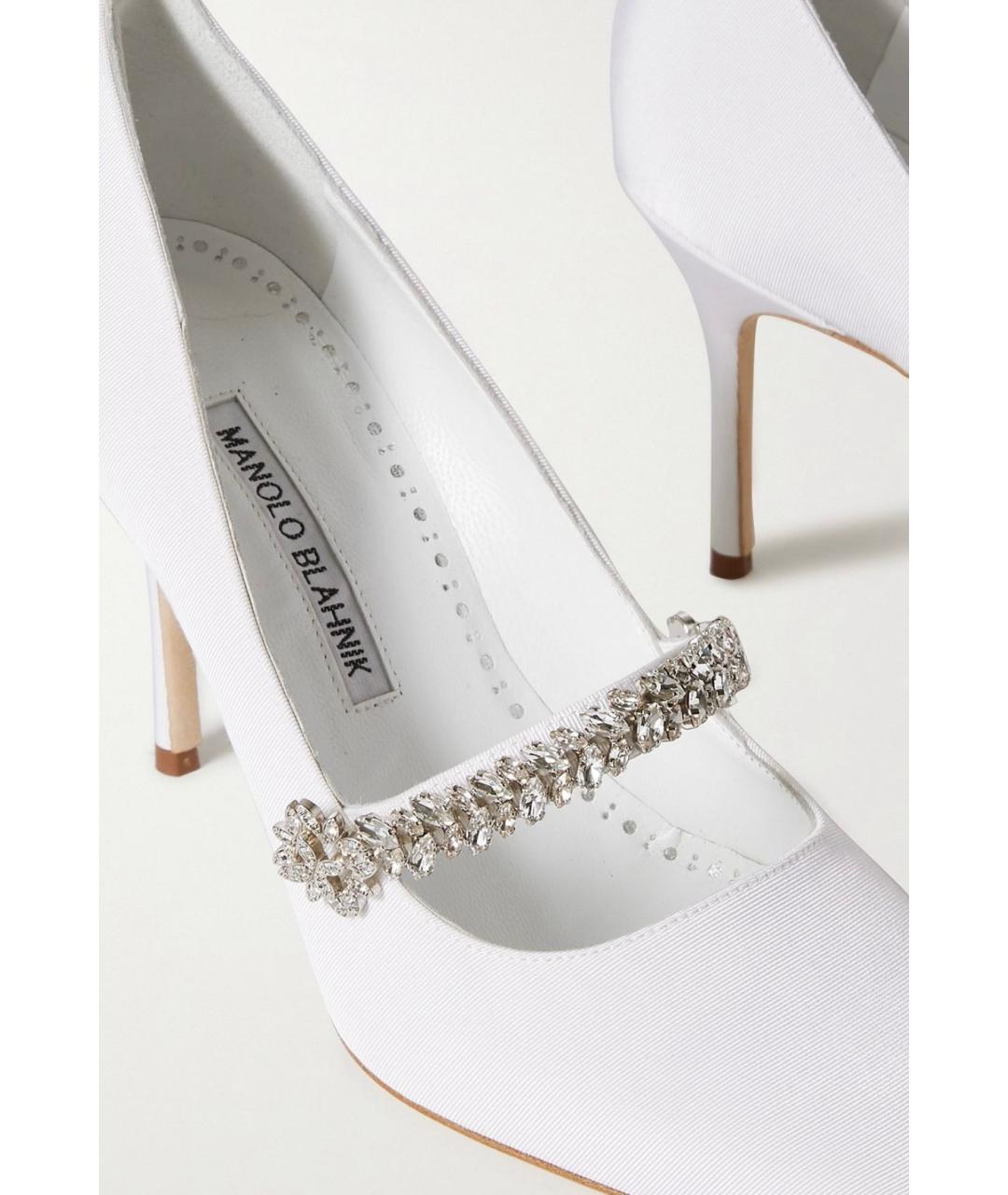 MANOLO BLAHNIK Белые текстильные туфли, фото 4