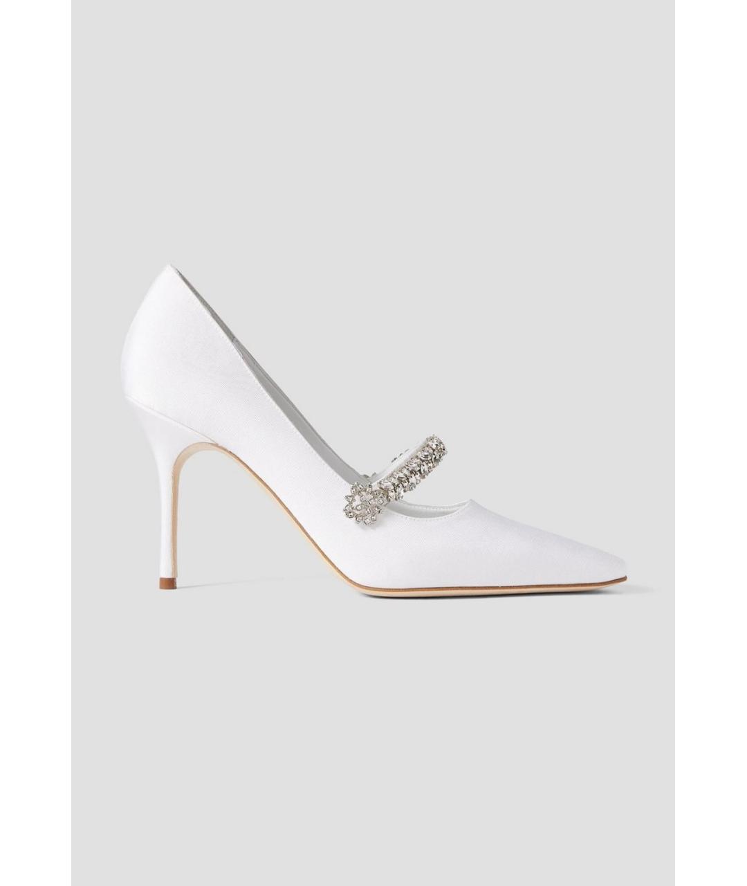 MANOLO BLAHNIK Белые текстильные туфли, фото 5