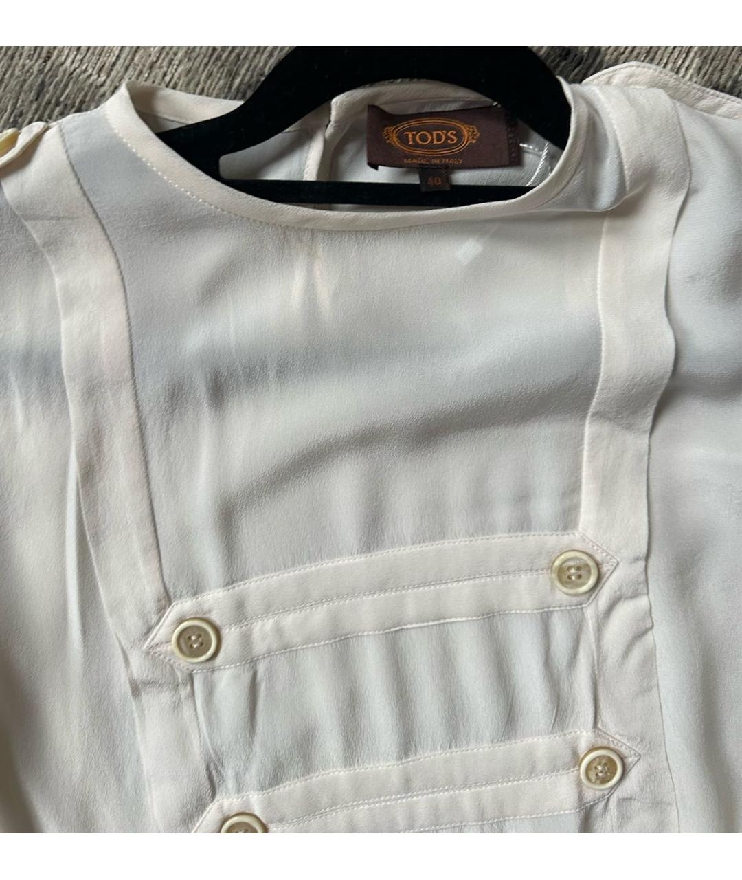 TOD'S Белая шелковая блузы, фото 8