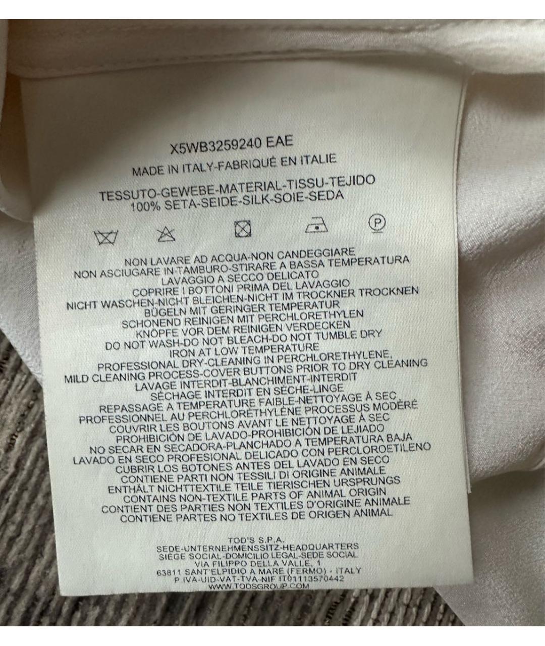 TOD'S Белая шелковая блузы, фото 5