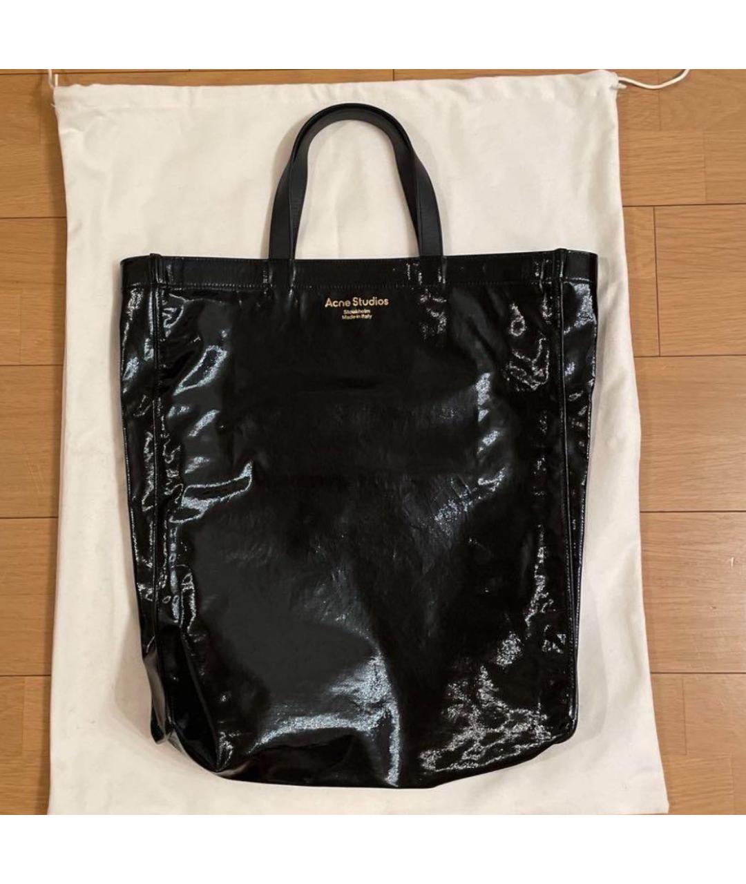 ACNE STUDIOS Черная кожаная сумка с короткими ручками, фото 6