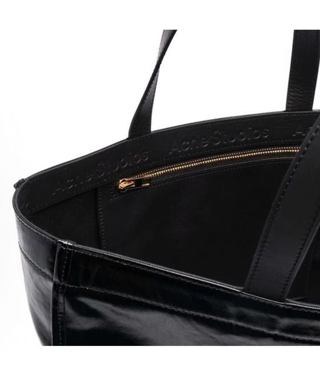 ACNE STUDIOS Черная кожаная сумка с короткими ручками, фото 4