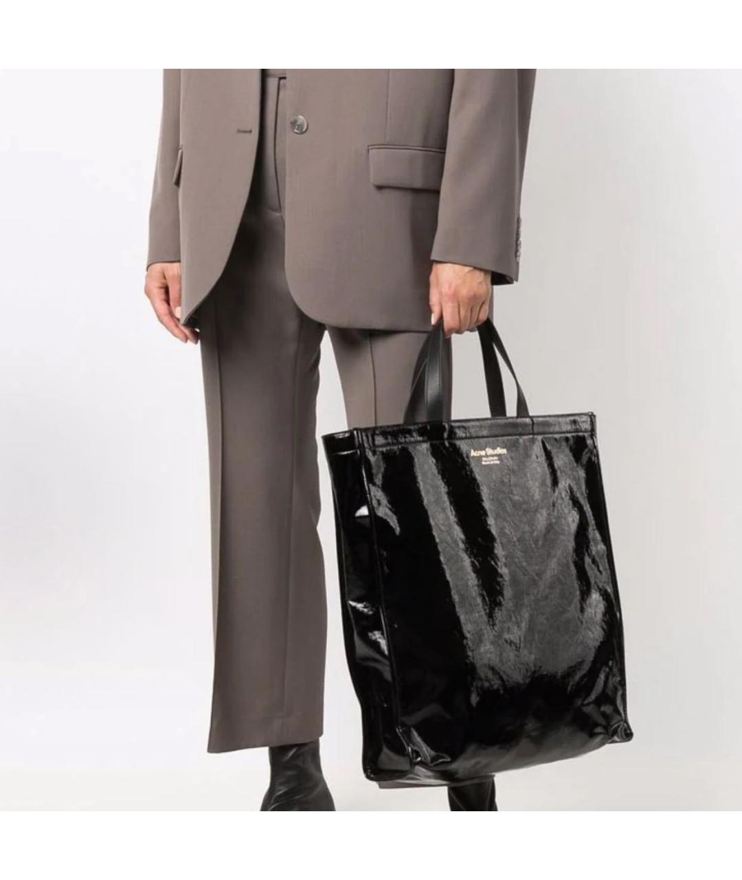 ACNE STUDIOS Черная кожаная сумка с короткими ручками, фото 5