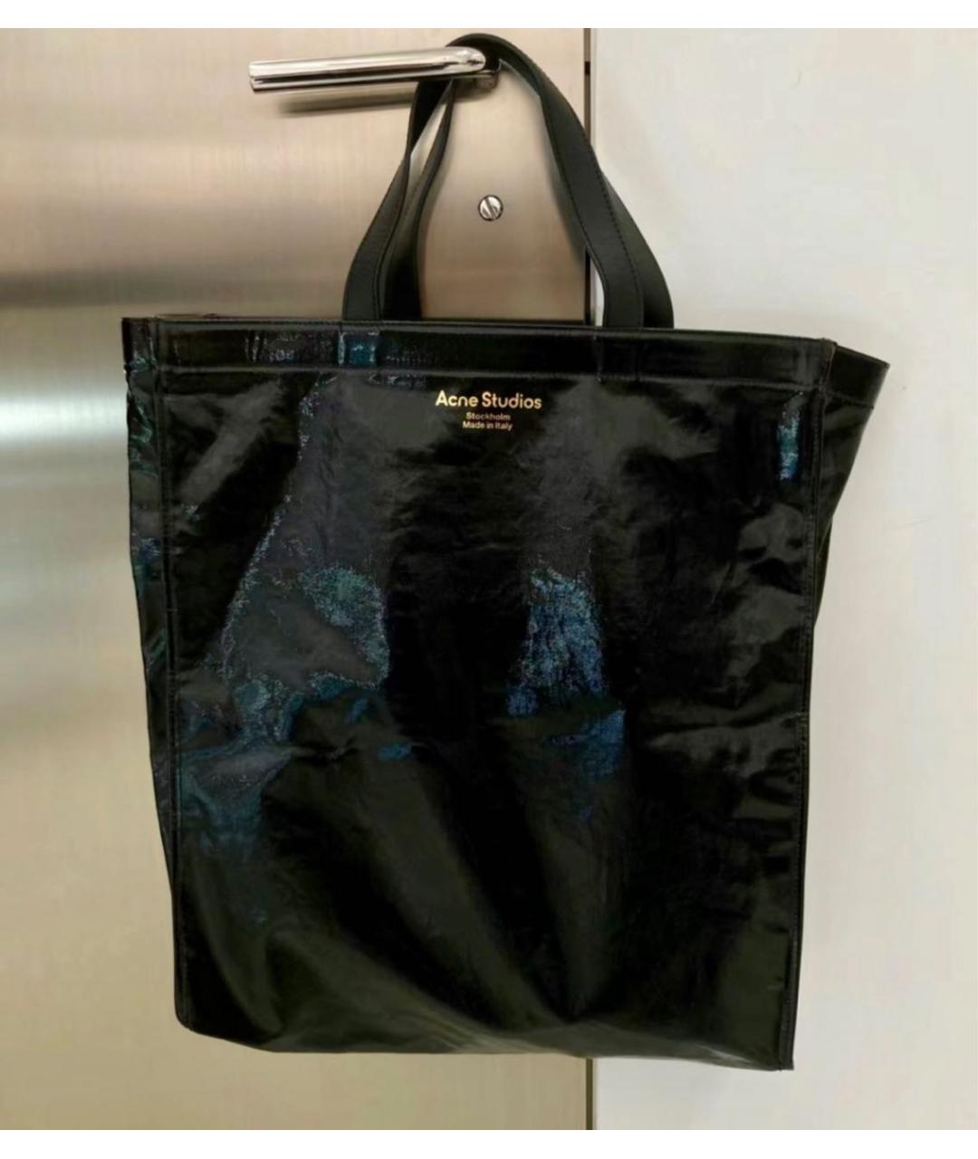 ACNE STUDIOS Черная кожаная сумка с короткими ручками, фото 8