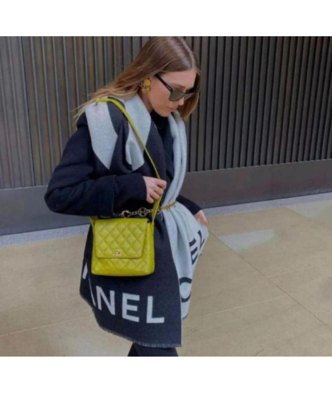 CHANEL Черный кашемировый шарф, фото 5