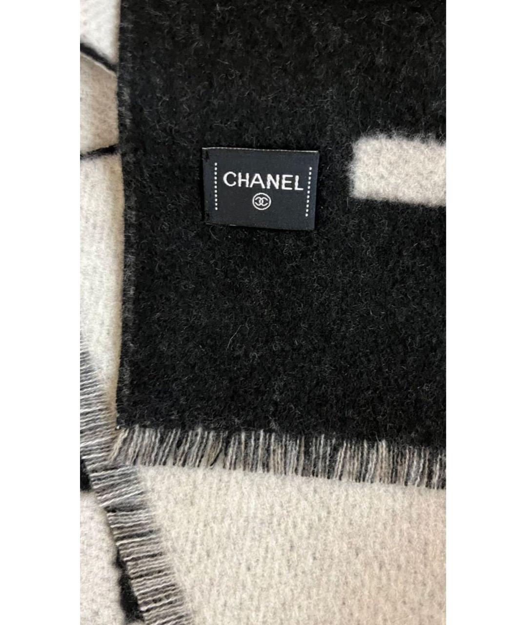 CHANEL Черный кашемировый шарф, фото 2
