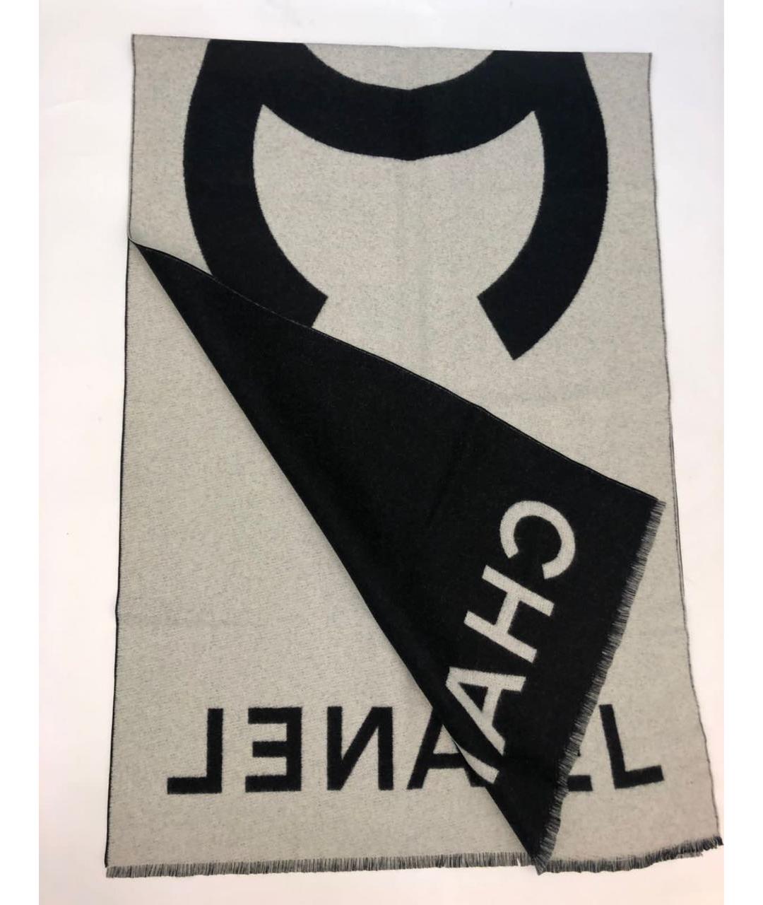 CHANEL Черный кашемировый шарф, фото 4