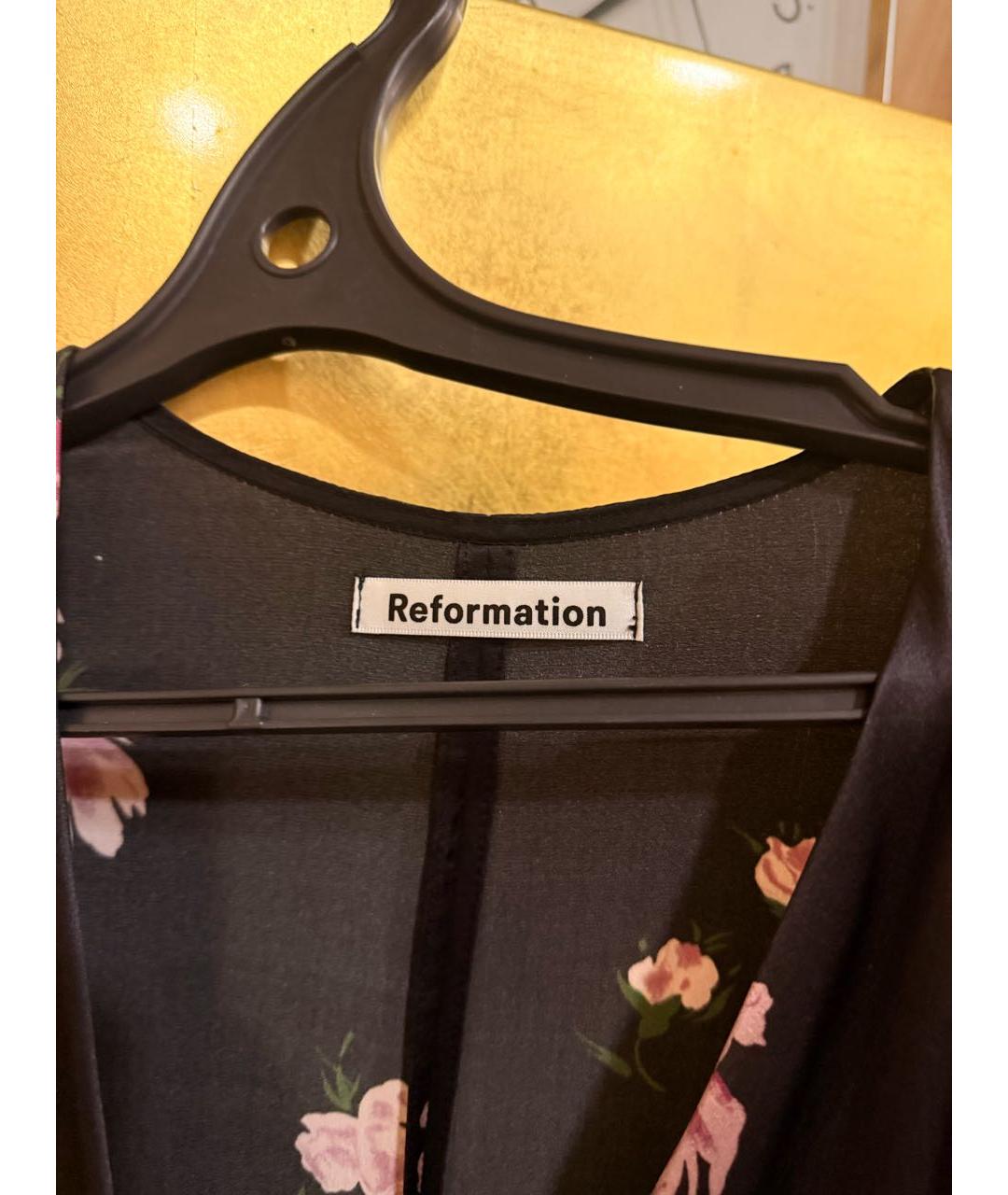 REFORMATION Черное шелковое коктейльное платье, фото 3