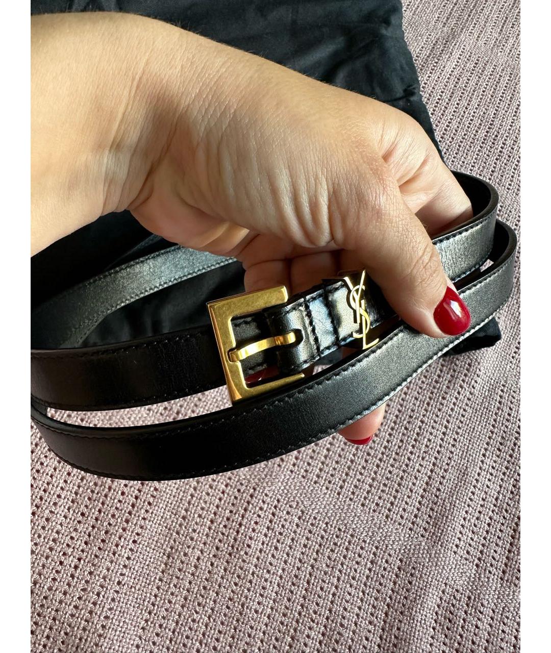 SAINT LAURENT Черный кожаный ремень, фото 5