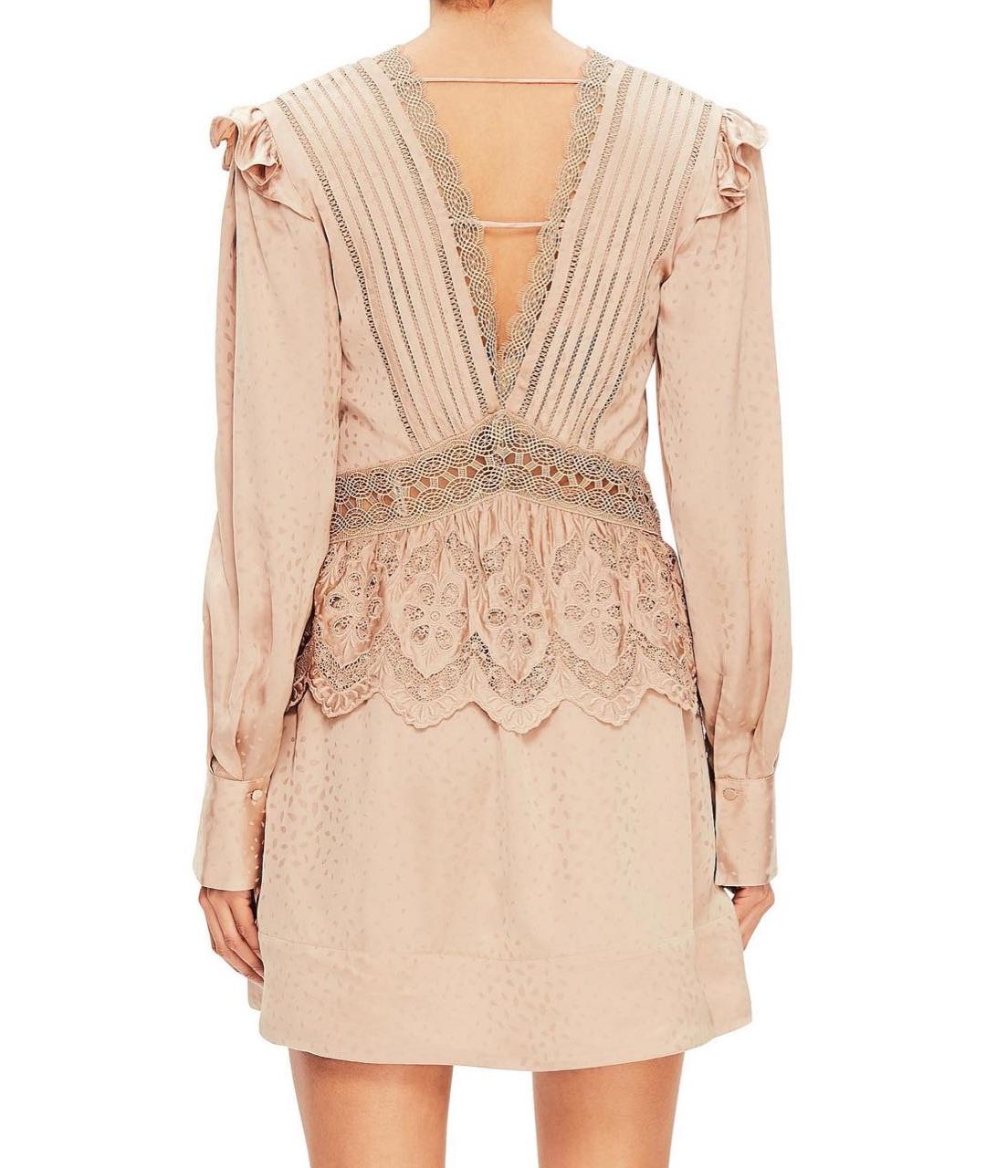 SELF-PORTRAIT Бежевое вискозное повседневное платье, фото 6